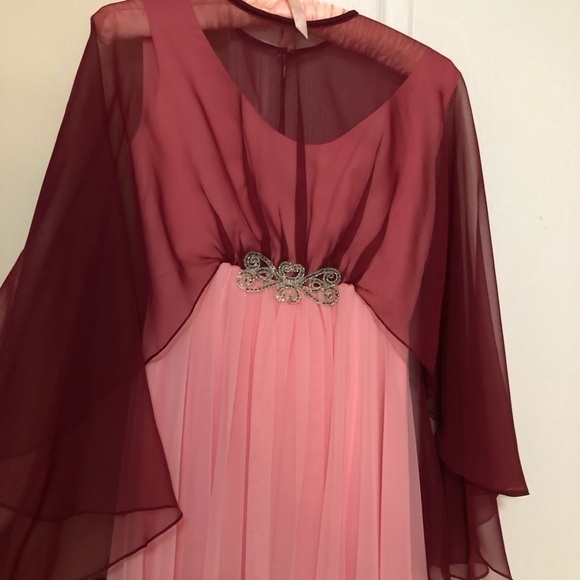 Vintage Emma Domb Embellished Evening Gown with Attached Cape - Picture 2 of 11